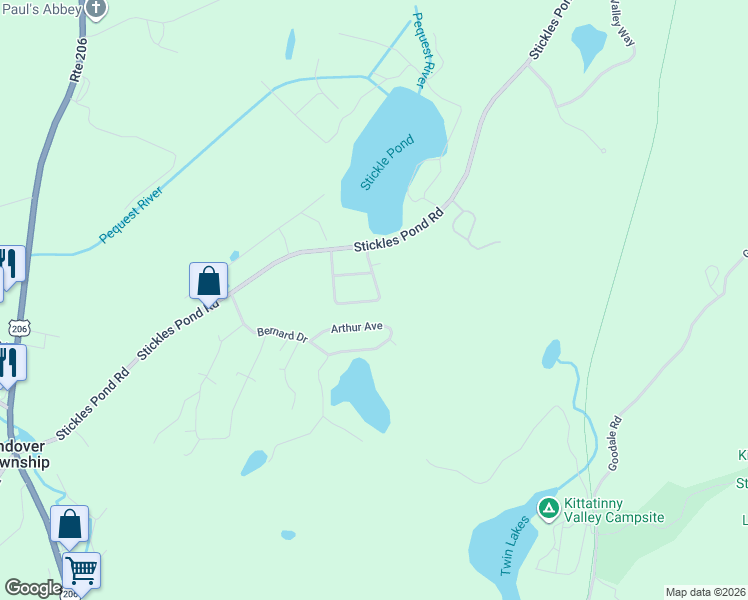 map of restaurants, bars, coffee shops, grocery stores, and more near 4 Hilltop Road in Newton