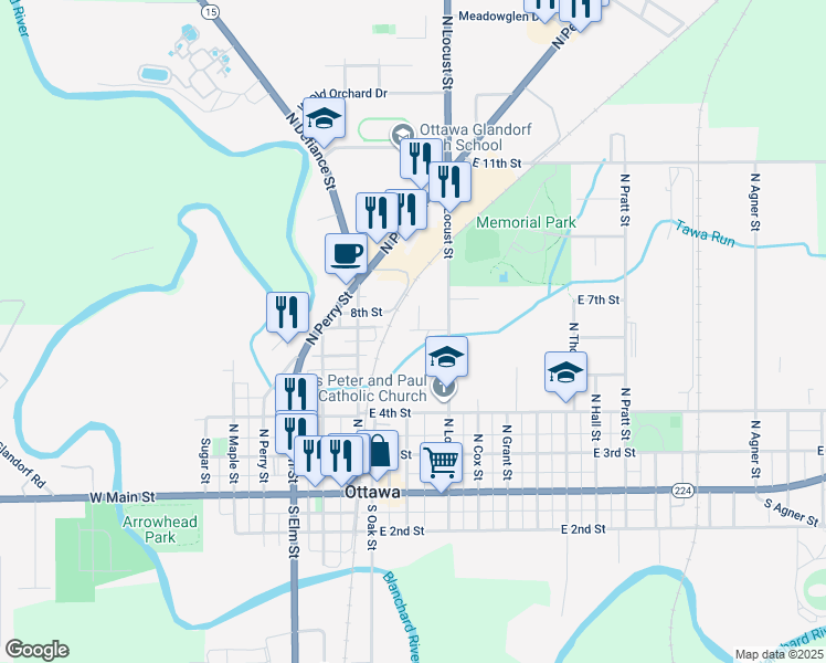 map of restaurants, bars, coffee shops, grocery stores, and more near 145 Concord Drive in Ottawa