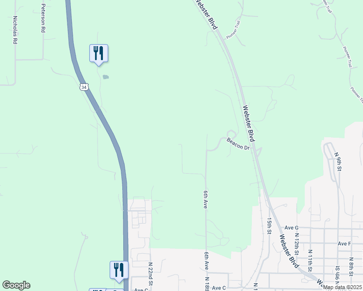 map of restaurants, bars, coffee shops, grocery stores, and more near 17406 5th Avenue in Plattsmouth