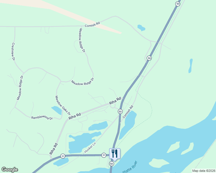 map of restaurants, bars, coffee shops, grocery stores, and more near 15440 Riha Road in Springfield