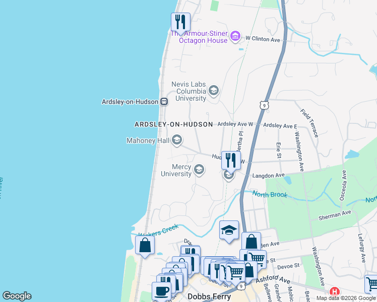 map of restaurants, bars, coffee shops, grocery stores, and more near 4761 Hudson Road West in Irvington