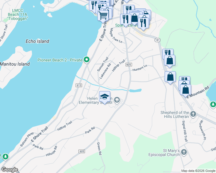 map of restaurants, bars, coffee shops, grocery stores, and more near 8 West Cherry Tree Lane in Sparta