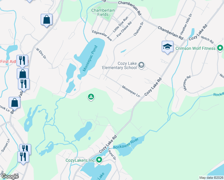 map of restaurants, bars, coffee shops, grocery stores, and more near 3 Park Lane in Jefferson