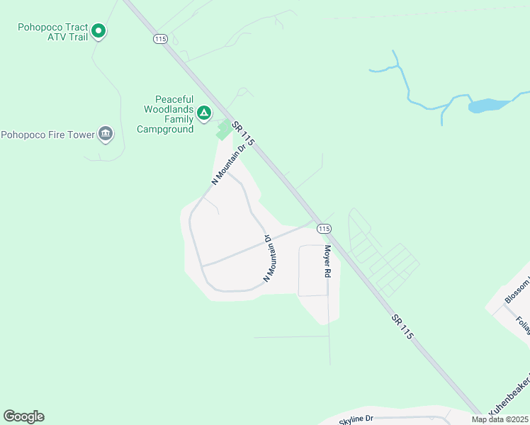 map of restaurants, bars, coffee shops, grocery stores, and more near 3296 Mountain Terrace Drive in Blakeslee