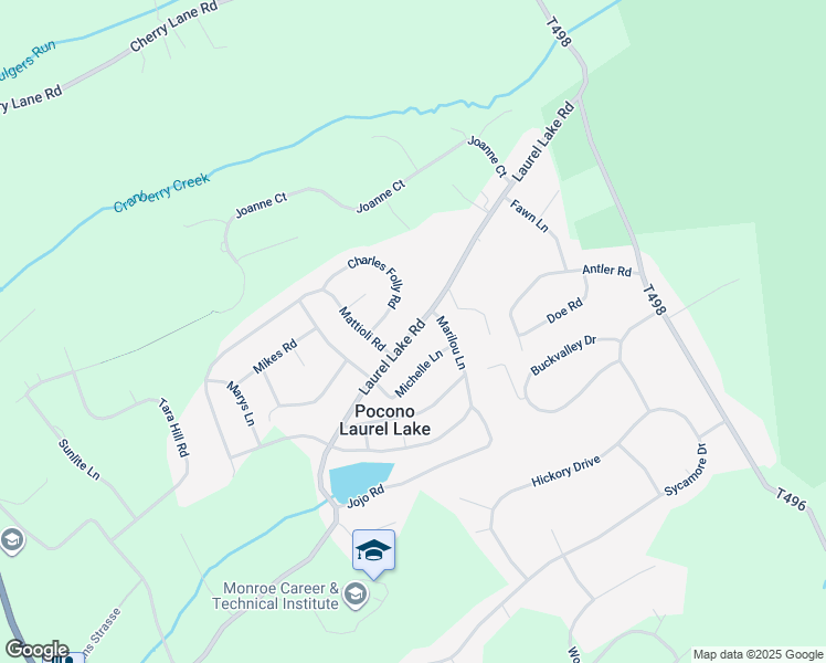 map of restaurants, bars, coffee shops, grocery stores, and more near 347 Laurel Lake Road in Monroe County