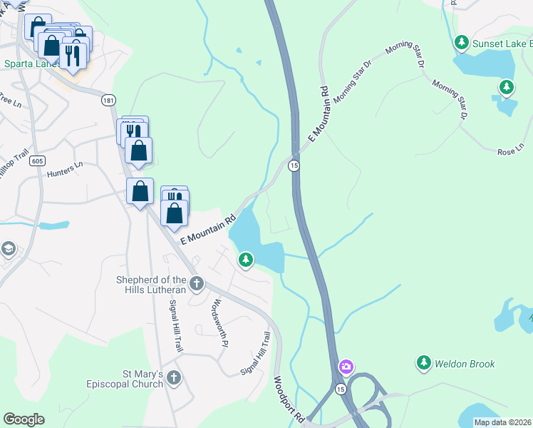 map of restaurants, bars, coffee shops, grocery stores, and more near 73 Llewellyn Drive in Sparta