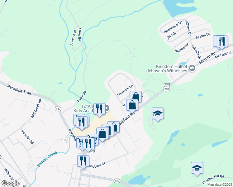 map of restaurants, bars, coffee shops, grocery stores, and more near 62 Analomink Street in East Stroudsburg