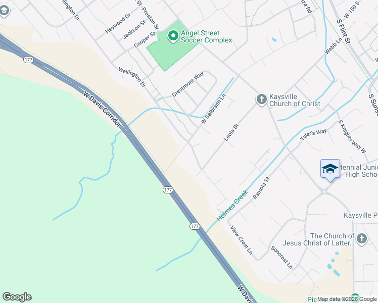 map of restaurants, bars, coffee shops, grocery stores, and more near 622 South Wellington Drive in Kaysville