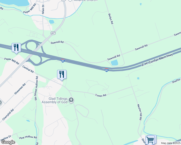 map of restaurants, bars, coffee shops, grocery stores, and more near 1293 Lions Gate Boulevard in Bloomsburg