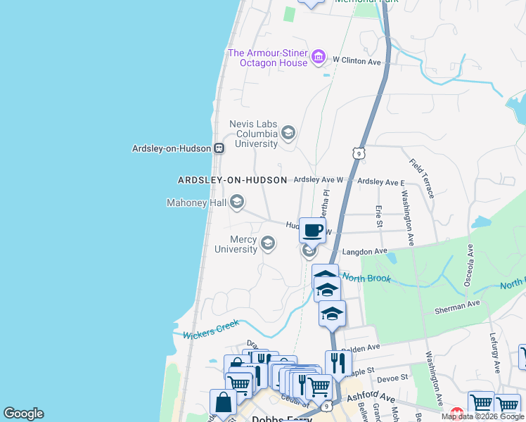 map of restaurants, bars, coffee shops, grocery stores, and more near 4761 Hudson Road West in Irvington