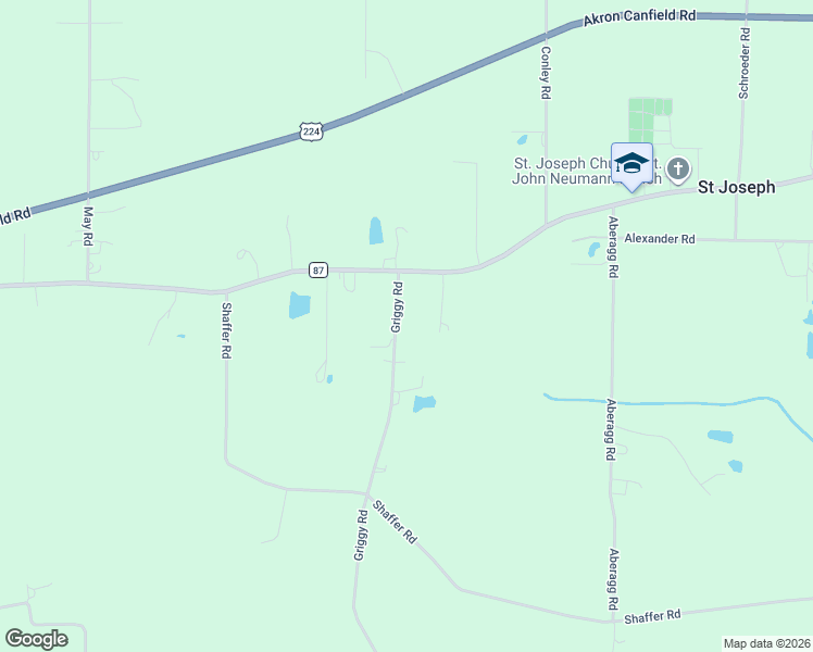 map of restaurants, bars, coffee shops, grocery stores, and more near 1278 Griggy Road in Mogadore