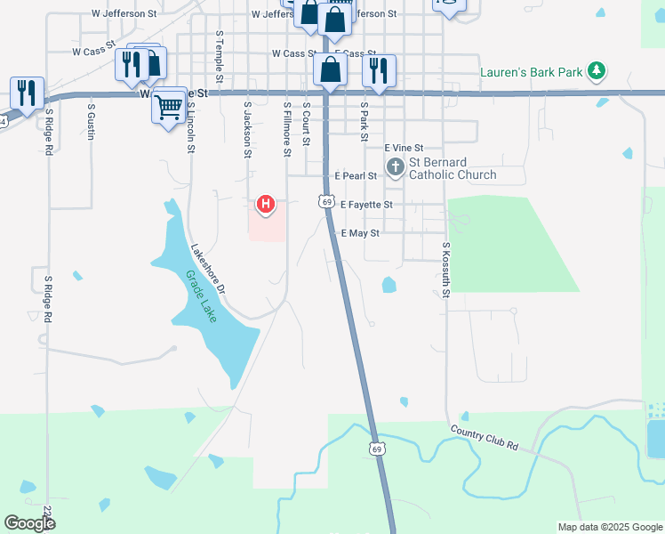 map of restaurants, bars, coffee shops, grocery stores, and more near 905 South Main Street in Osceola