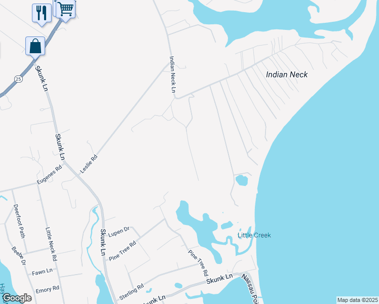 map of restaurants, bars, coffee shops, grocery stores, and more near 4170 Indian Neck Lane in Peconic