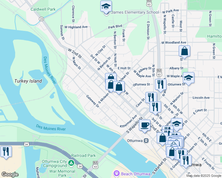 map of restaurants, bars, coffee shops, grocery stores, and more near in 