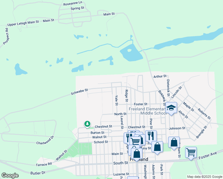 map of restaurants, bars, coffee shops, grocery stores, and more near 1024 Schwabe Street in Freeland