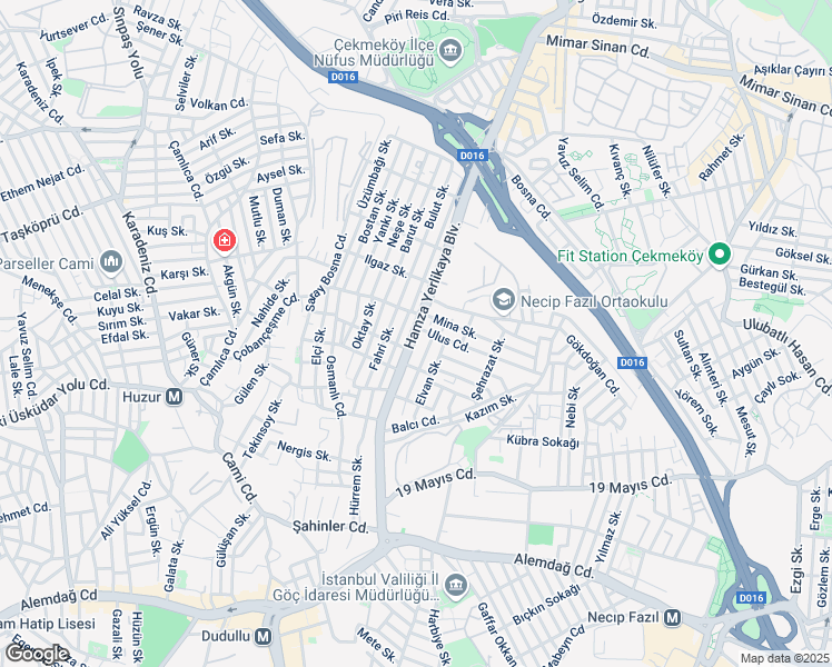 map of restaurants, bars, coffee shops, grocery stores, and more near Hamza Yerlikaya Bulvarı in Ümraniye