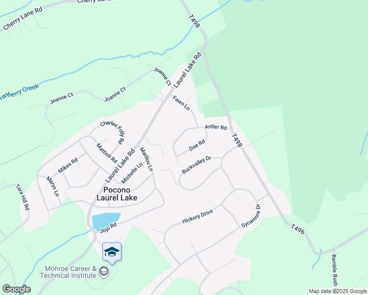 map of restaurants, bars, coffee shops, grocery stores, and more near 185 Doe Road in Monroe County