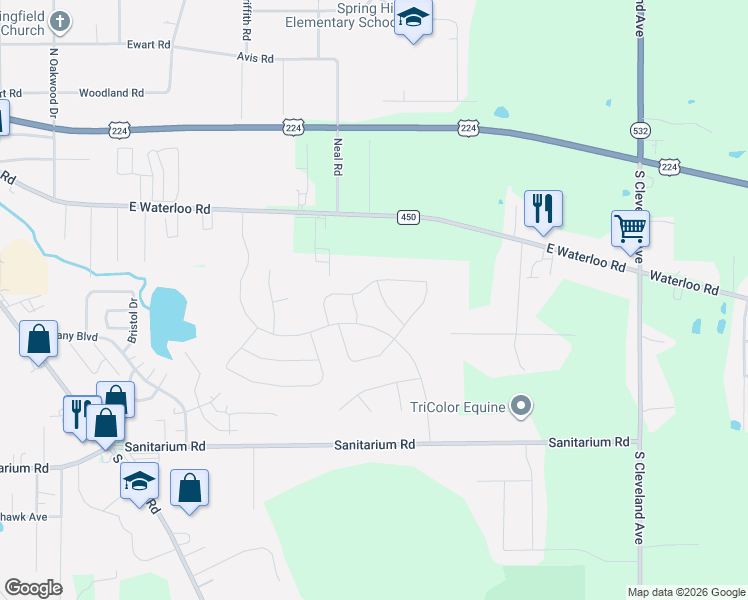 map of restaurants, bars, coffee shops, grocery stores, and more near 994 Shaw Avenue in Akron