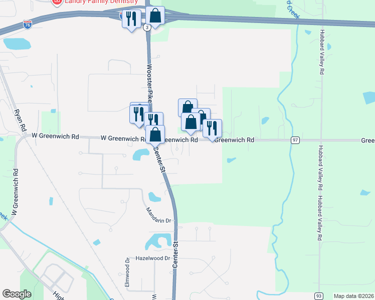 map of restaurants, bars, coffee shops, grocery stores, and more near 110 Greenwich Road in Seville