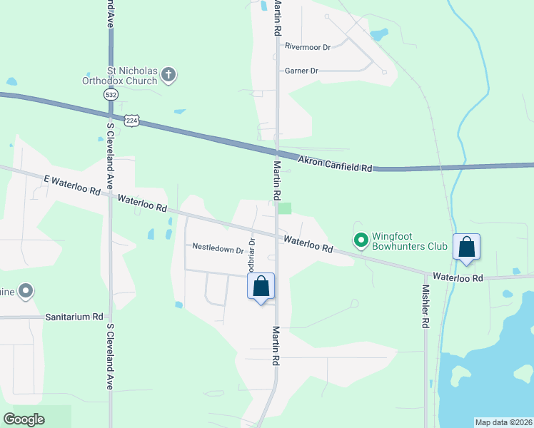 map of restaurants, bars, coffee shops, grocery stores, and more near 1331 Martin Road in Mogadore