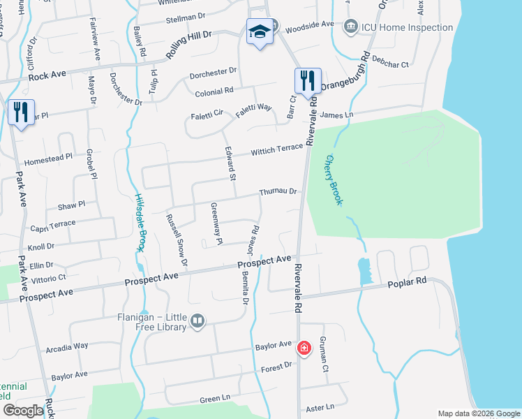 map of restaurants, bars, coffee shops, grocery stores, and more near 662 Jones Road in River Vale