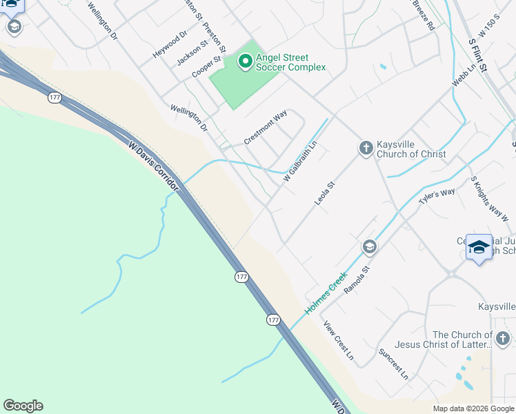 map of restaurants, bars, coffee shops, grocery stores, and more near 558 Wellington Drive in Kaysville
