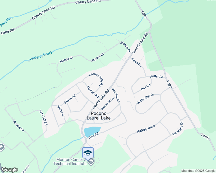 map of restaurants, bars, coffee shops, grocery stores, and more near 347 Laurel Lake Road in Monroe County
