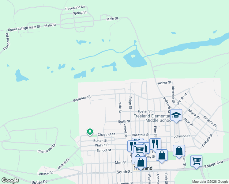 map of restaurants, bars, coffee shops, grocery stores, and more near 1017 Schwabe Street in Freeland