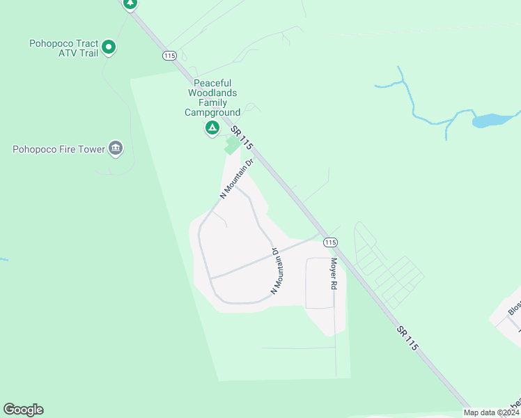 map of restaurants, bars, coffee shops, grocery stores, and more near 3308 Mountain Terrace Drive in Blakeslee