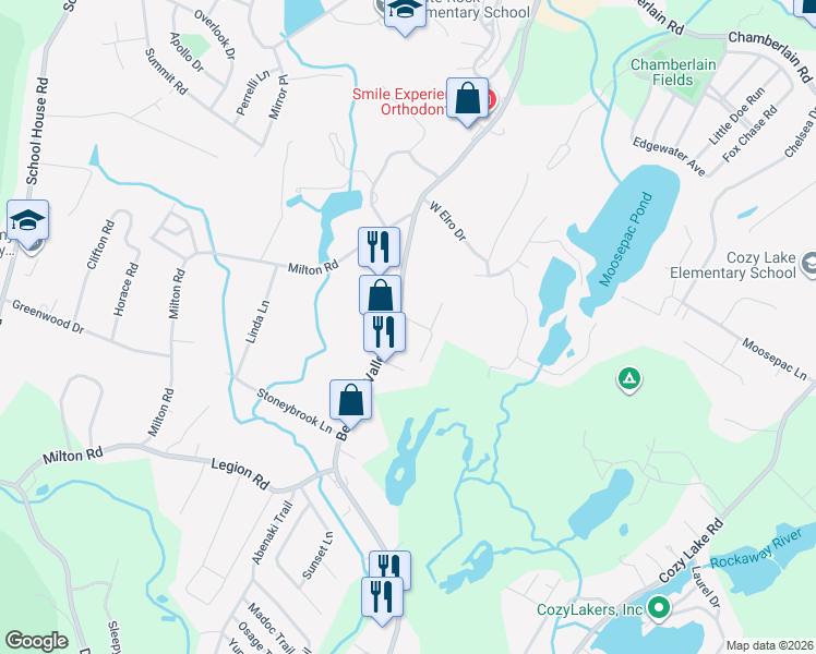 map of restaurants, bars, coffee shops, grocery stores, and more near 4 Brantwood Drive in Jefferson