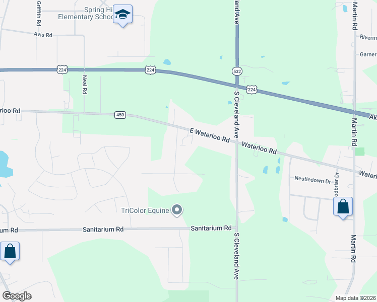 map of restaurants, bars, coffee shops, grocery stores, and more near 951 Bey Road in Akron