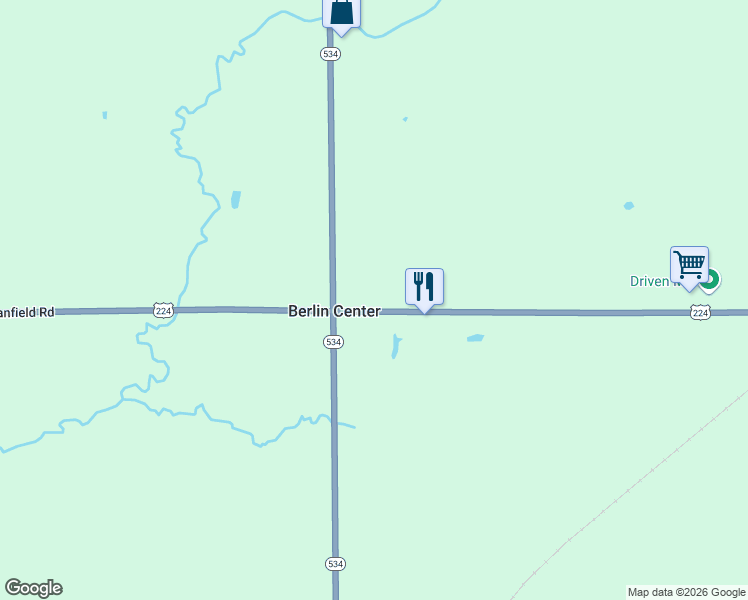 map of restaurants, bars, coffee shops, grocery stores, and more near 15616 West Akron-Canfield Road in Berlin Center