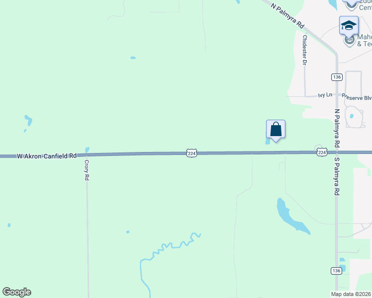 map of restaurants, bars, coffee shops, grocery stores, and more near 8020 West Akron-Canfield Road in Canfield