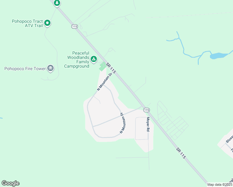 map of restaurants, bars, coffee shops, grocery stores, and more near 3308 Mountain Terrace Drive in Blakeslee