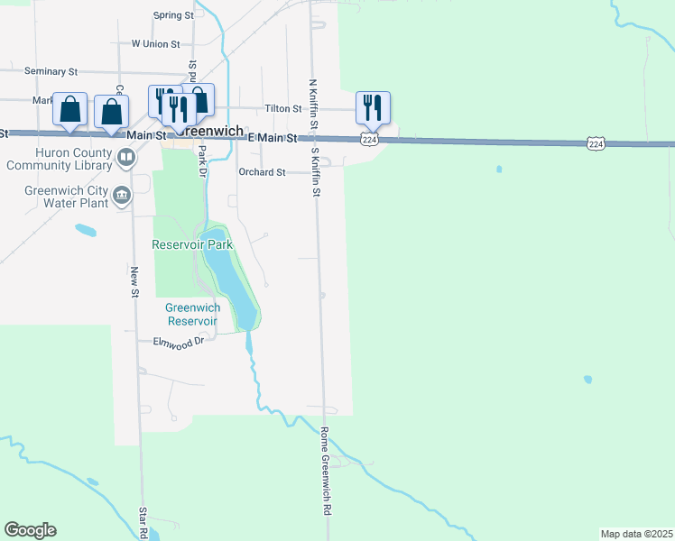 map of restaurants, bars, coffee shops, grocery stores, and more near 51 South Kniffin Street in Greenwich