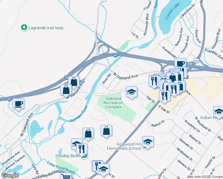 map of restaurants, bars, coffee shops, grocery stores, and more near 15 Spring Avenue in Oakland
