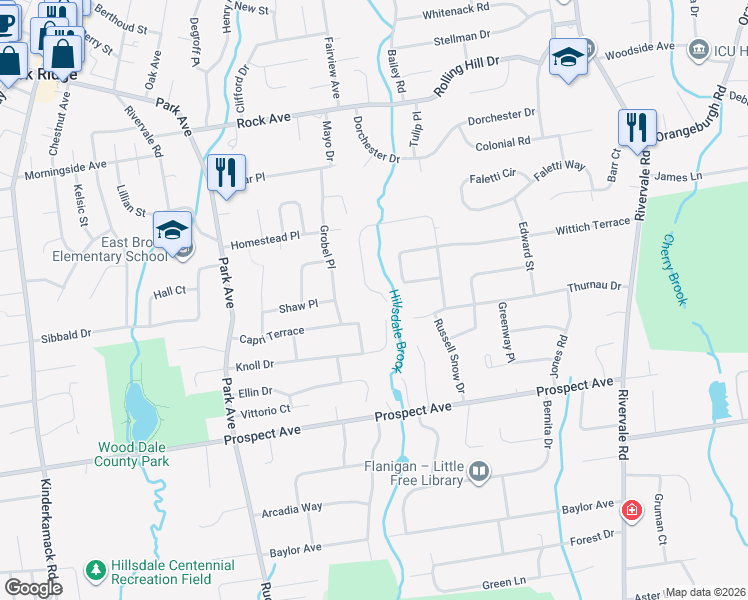 map of restaurants, bars, coffee shops, grocery stores, and more near 762 Beechcrest Drive in River Vale