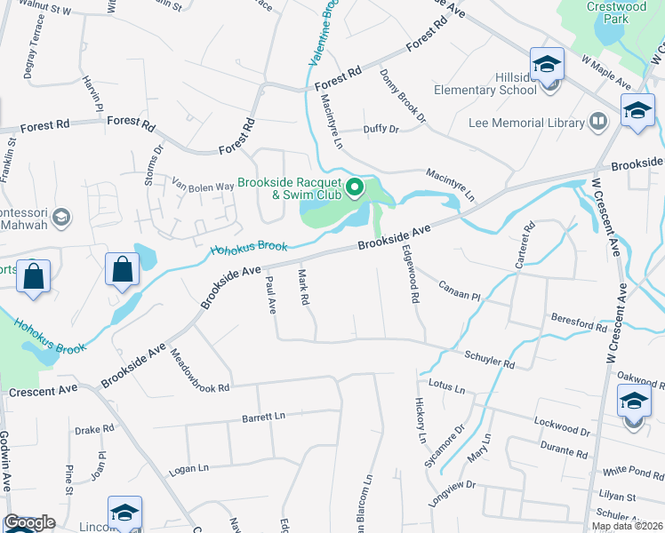 map of restaurants, bars, coffee shops, grocery stores, and more near 535 Brookside Avenue in Allendale