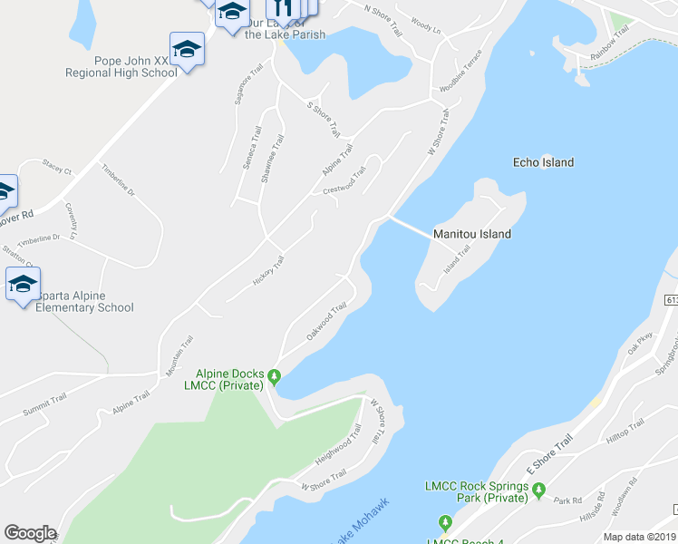 map of restaurants, bars, coffee shops, grocery stores, and more near 273 West Shore Trail in Sparta Township