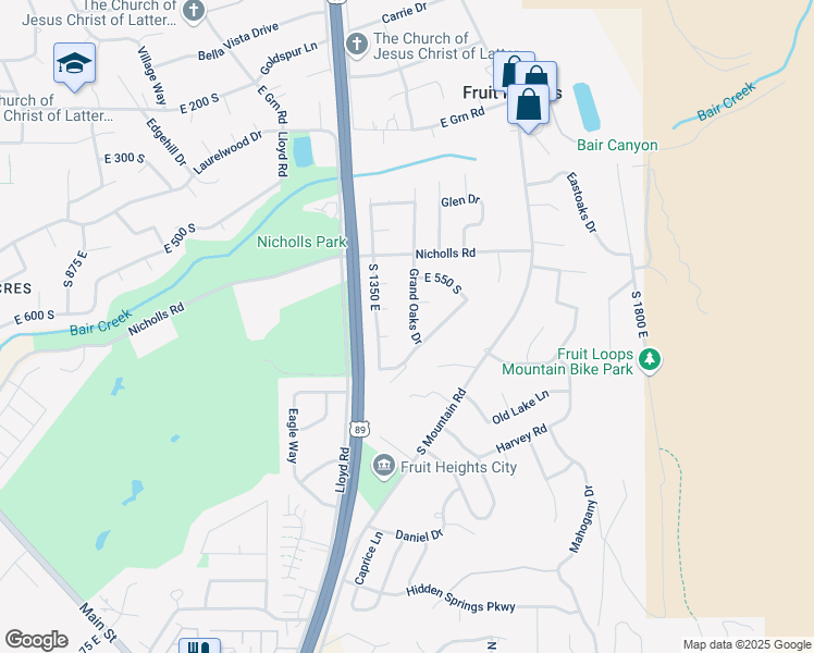 map of restaurants, bars, coffee shops, grocery stores, and more near 696 Grand Oaks Drive in Kaysville