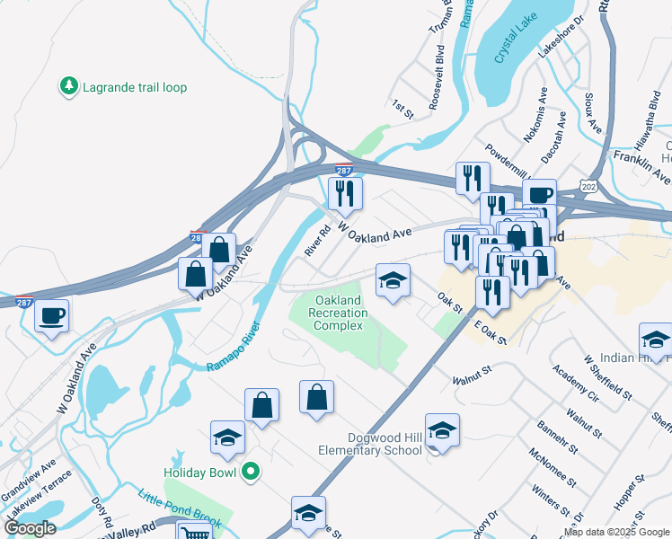map of restaurants, bars, coffee shops, grocery stores, and more near 15 Spring Avenue in Oakland