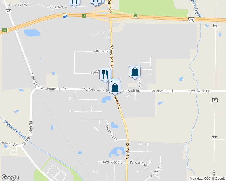 map of restaurants, bars, coffee shops, grocery stores, and more near 106 Greenwich Road in Seville