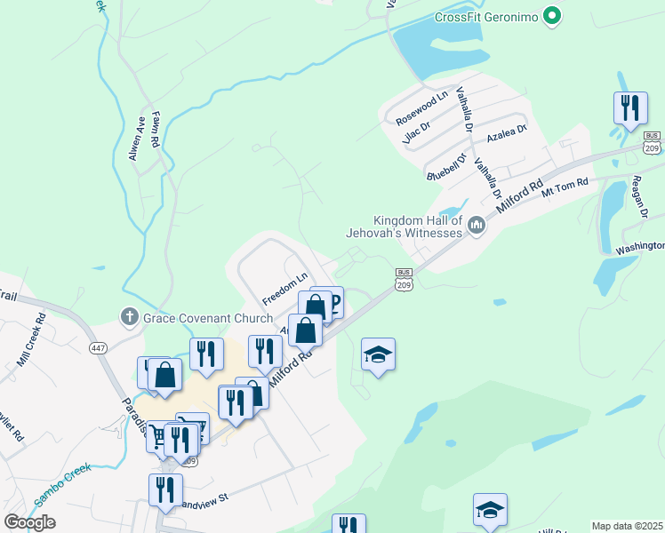 map of restaurants, bars, coffee shops, grocery stores, and more near 2011 Milford Rd in East Stroudsburg