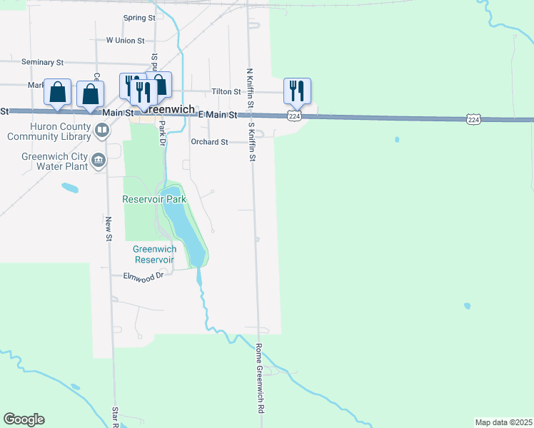 map of restaurants, bars, coffee shops, grocery stores, and more near 51 South Kniffin Street in Greenwich