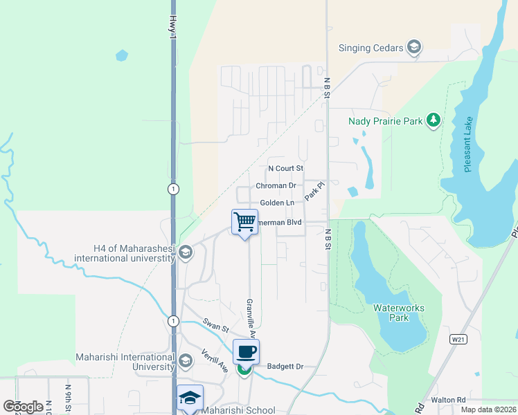 map of restaurants, bars, coffee shops, grocery stores, and more near 2006 Granville Avenue in Fairfield