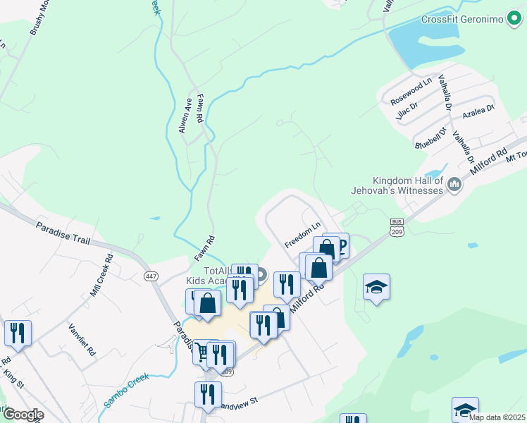 map of restaurants, bars, coffee shops, grocery stores, and more near 149 American Way in East Stroudsburg