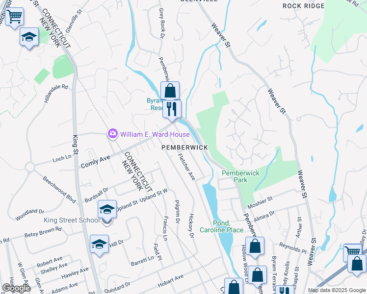 map of restaurants, bars, coffee shops, grocery stores, and more near in Greenwich