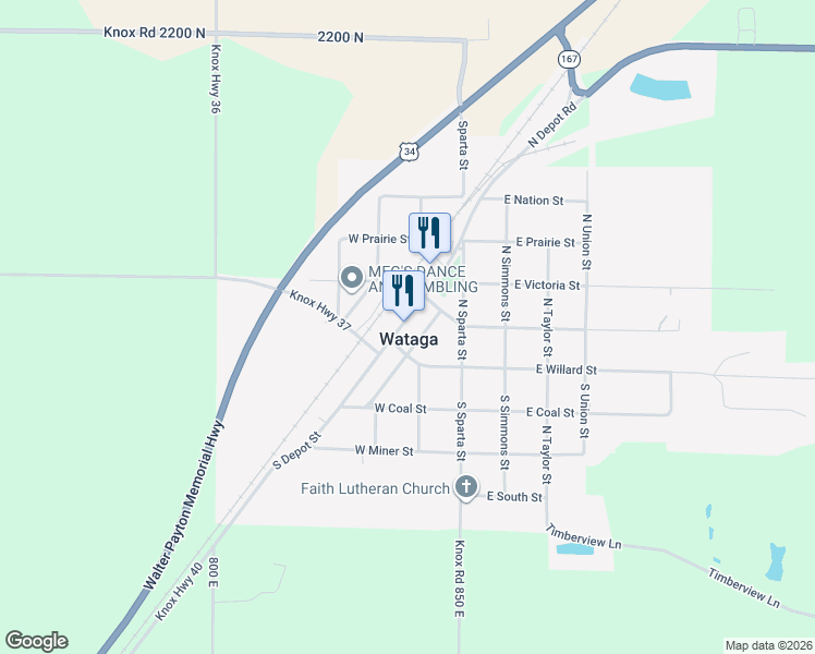 map of restaurants, bars, coffee shops, grocery stores, and more near in Wataga