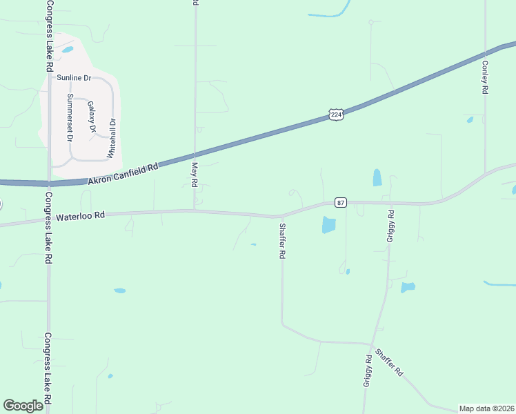 map of restaurants, bars, coffee shops, grocery stores, and more near 2120-2184 Waterloo Road in Mogadore
