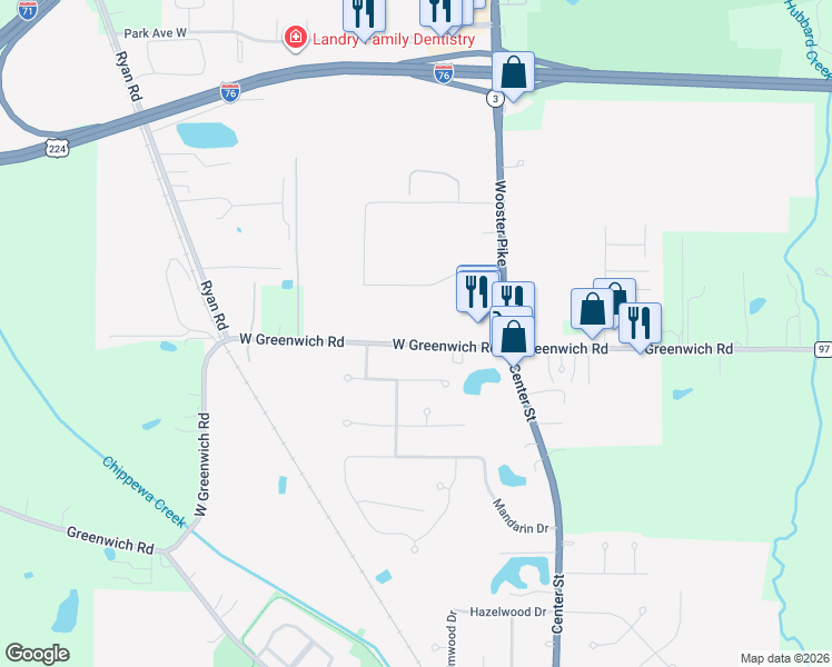 map of restaurants, bars, coffee shops, grocery stores, and more near 130 Greenwich Road in Seville